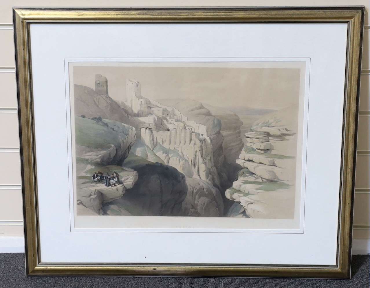 David Roberts RA (British, 1796-1864), 'The Pool of Bethesda, 'Tiberias', 'The Ravine', 'Jerusalem from the Mount of Olives', 'Engedi' and 'Convent of the Terra Santa Nazareth', six hand coloured lithographs, largest 39